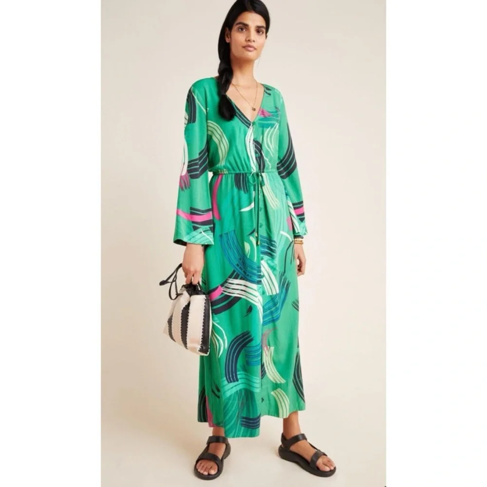 THE ODELLS - ANTHROPOLOGIE Paloma Paint-Swiped Maxi Dress XS - 3 ways - Picture 6 of 11